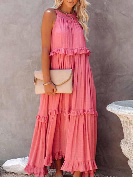 Elegant Floor-Length Tiered Cake Dress