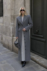 Notched Collar Single Breasted Slim Overcoat