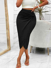 Black Knitted High Waist Midi Skirt