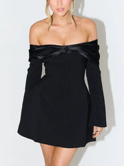 Elegant Off-Shoulder Flared Bell Sleeve Dress