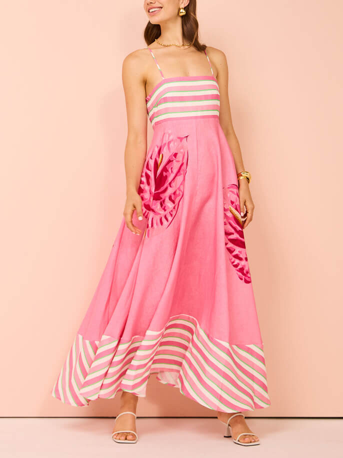 Sexy Cami Floral High-Waist Flared Dress