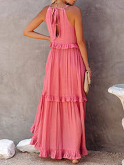 Elegant Floor-Length Tiered Cake Dress
