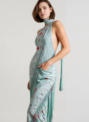 Halter Neck Printed Fringe Boho Dress