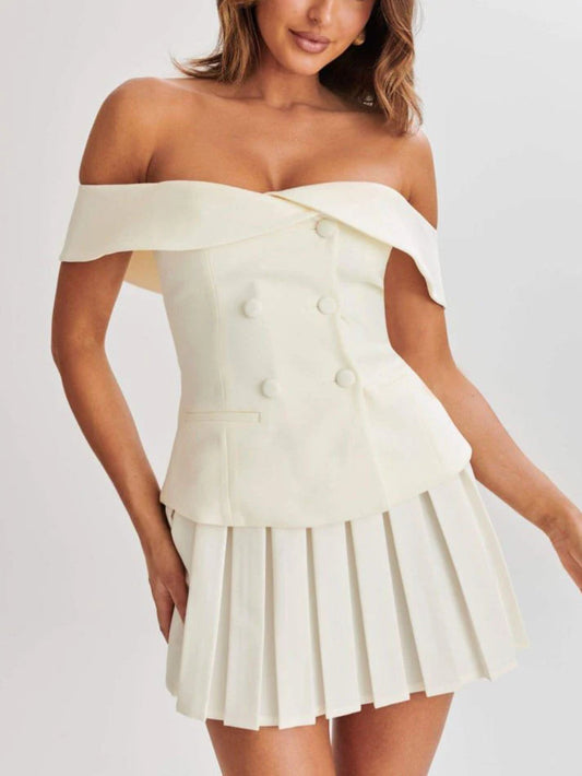 Off-Shoulder Double Breasted Set