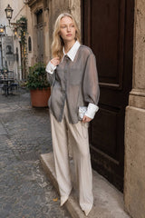 Semi-Sheer Leisure See Through Shirt With Cami Top