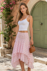 Polka Dot Ruffle Asymmetric Skirt