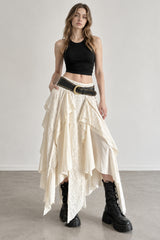 Asymmetrical Lace Bodycon Maxi Skirt