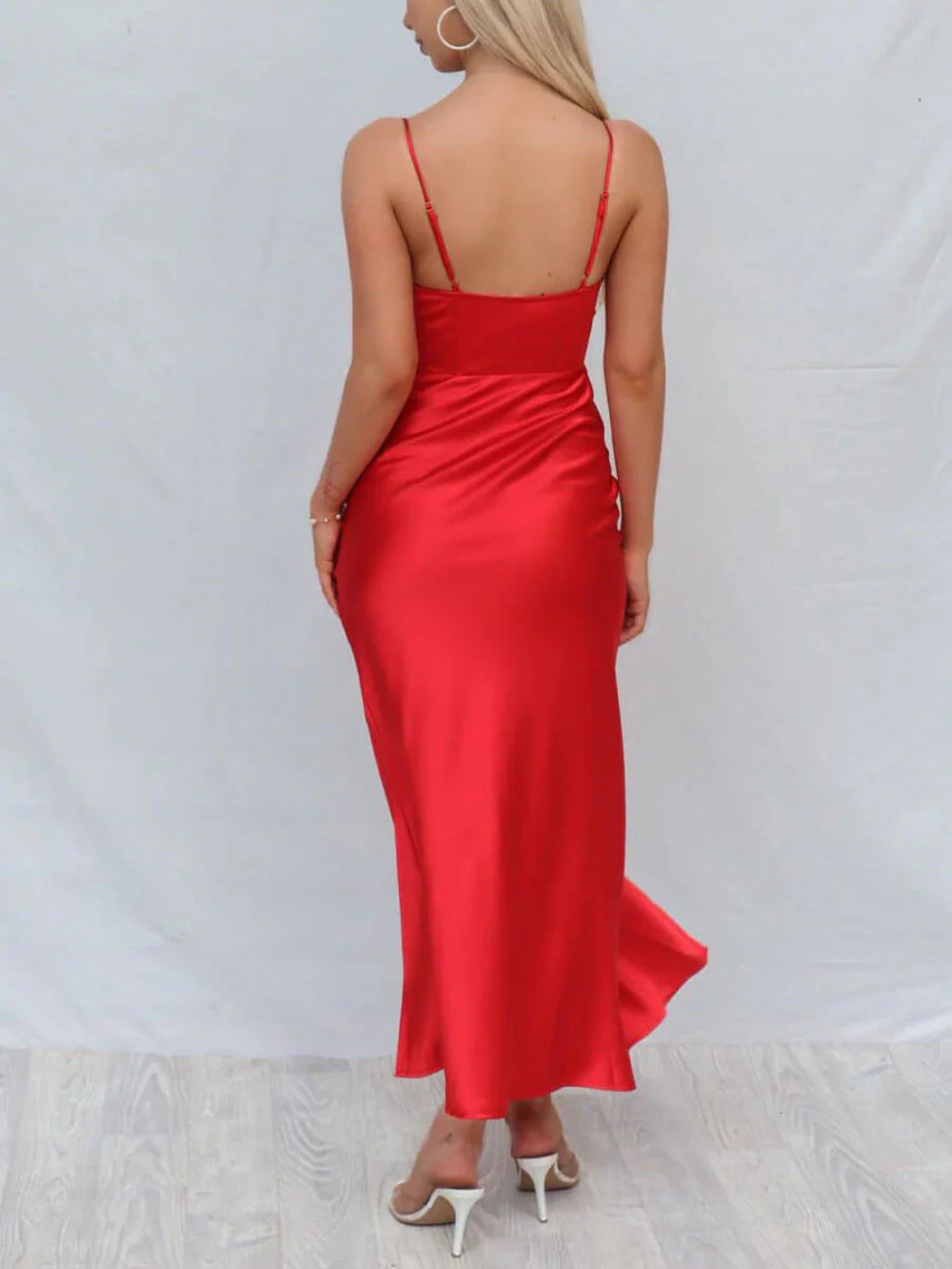 French Cami Slit Backless Boned Dress