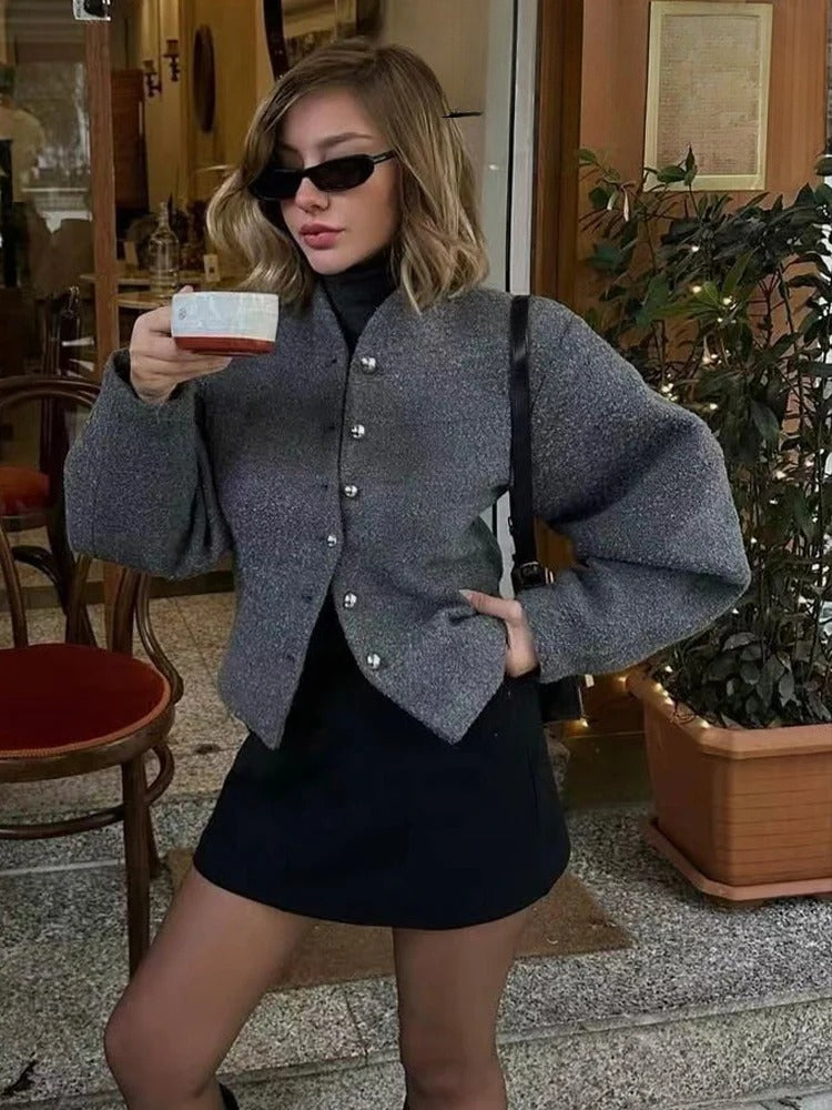 Single-Breasted Long Sleeve Jacket