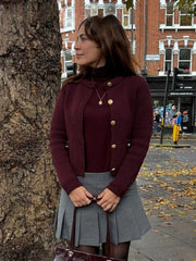 Long Sleeve Sweater with Metal Buttons
