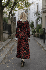 Collar Waist Cinched Stylish Floral Dress