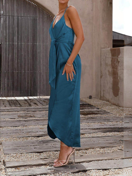 Stylish Strappy French Halter Unique Midi Dress