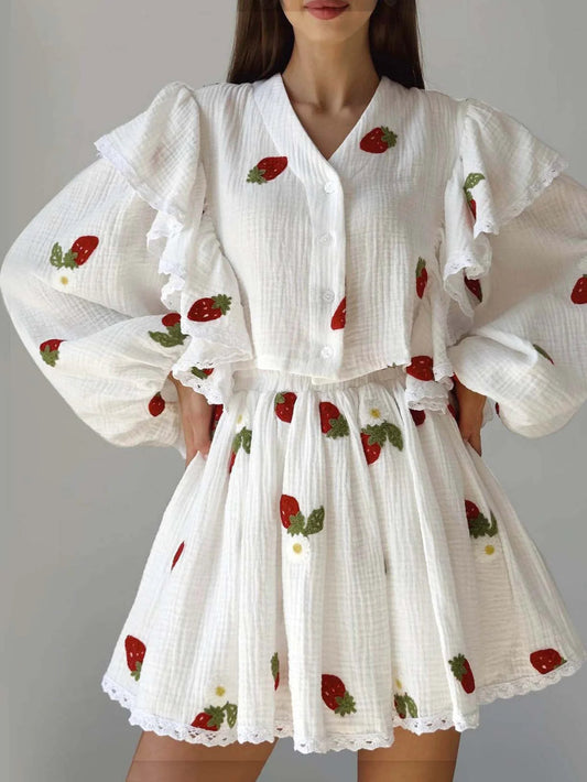 Ruffled Homewear Skirt Set