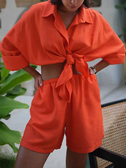 Casual Shirt and Shorts Two-piece Set