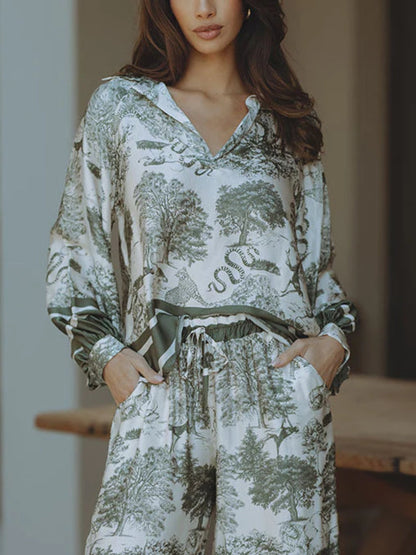 Satin Jungle Floral Print Set