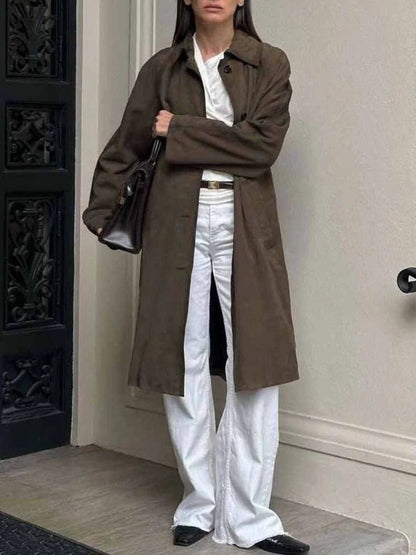Suede Belted Trench Coat