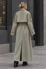 Turn-Down Collar Lace-Up Loose Overcoat