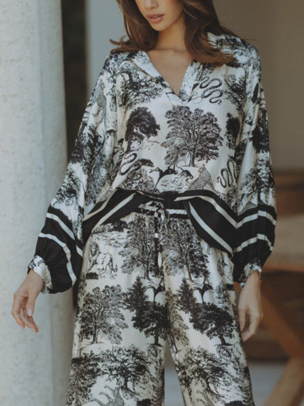 Satin Jungle Floral Print Set