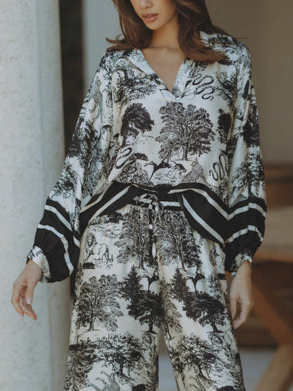 Satin Jungle Floral Print Set