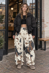 Abstract Camo Print Baggy Jeans