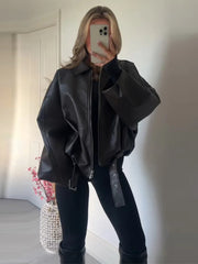 Lace-Up Leather Jacket