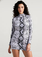 DressBetty - Serpentine Print Turtleneck Long Sleeve Party Dresses For Women Streetwear Fashion  Snake Graphic Bodycon Dress  Robe