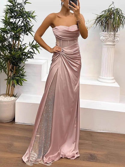Satin Bustier Maxi Dress