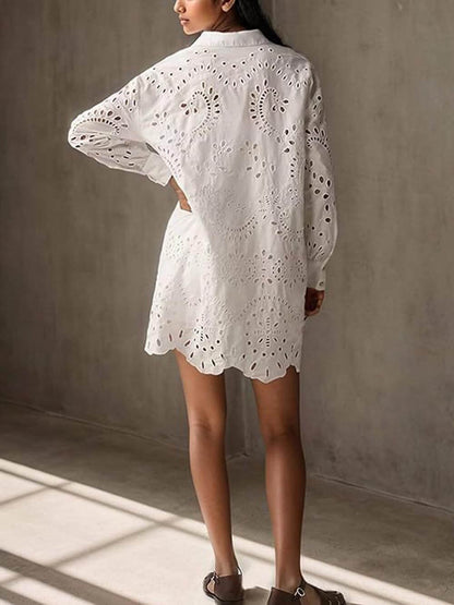 Embroidered Hollow Loose Shirt