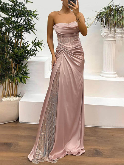 Satin Bustier Maxi Dress