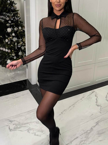 Rhinestone Embellished Bodycon Mini Dress