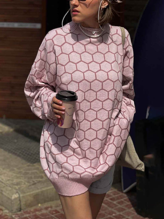 Plaid Print Loose Fit Sweater