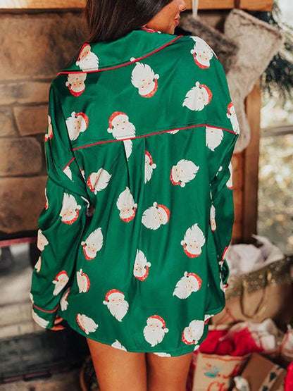 Christmas Satin Print Pajama Set
