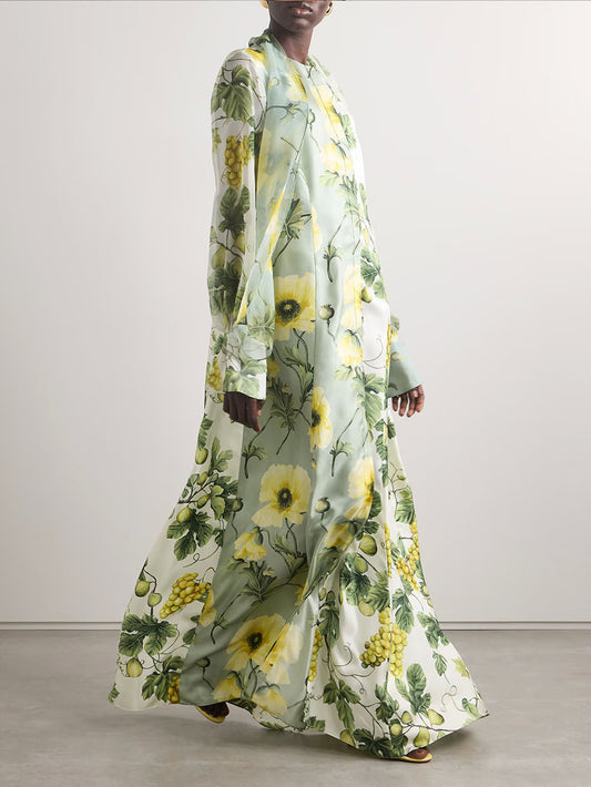 Floral Print Ruched Elegant Dress