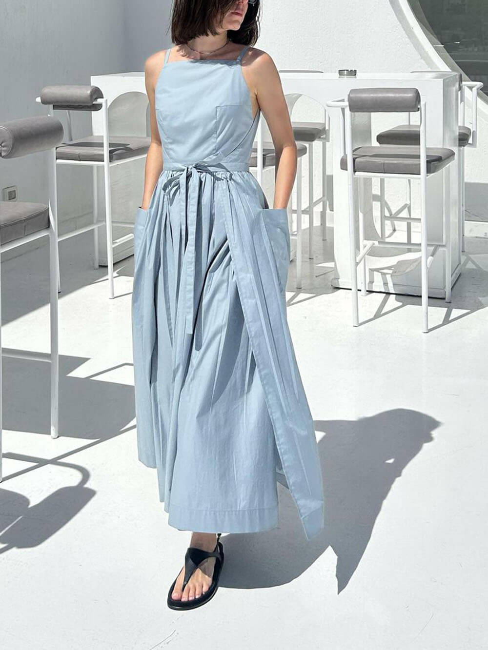 Strapless Square Neck Tie Dress