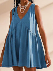 Chic Deep V Wide Strap Tank Dress