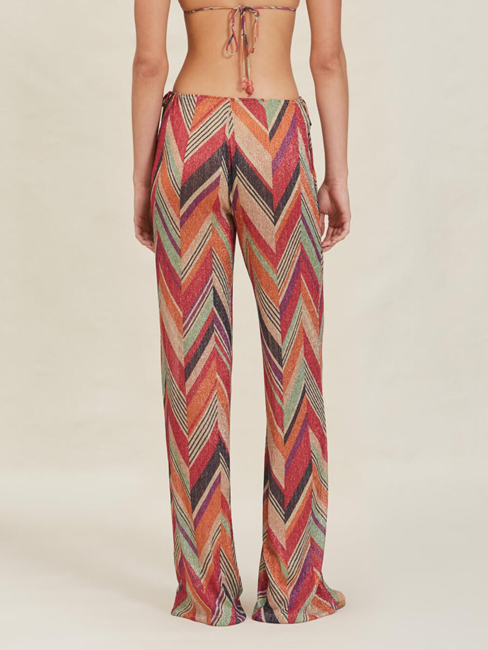 Geometric Print Side Tie Pants