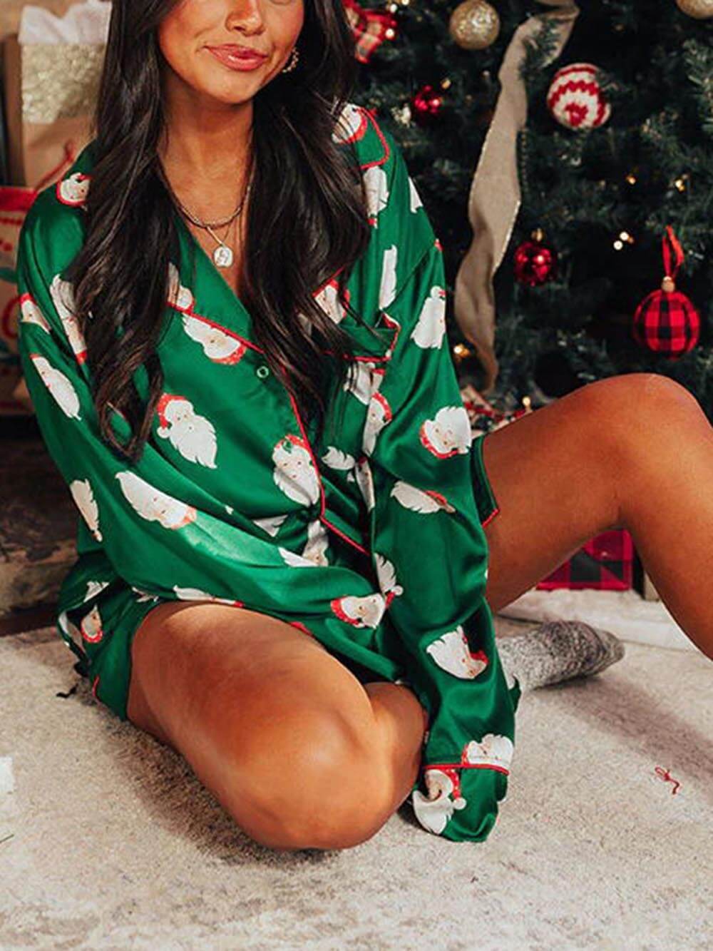 Christmas Satin Print Pajama Set