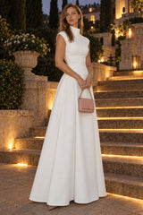 Solid Sleeveless Ruched Waist Elegant Dress