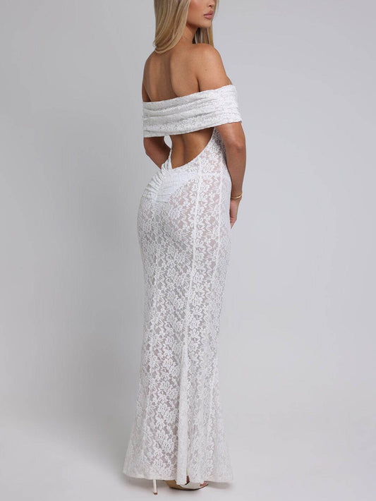 Floral Lace Bodycon Backless Dress
