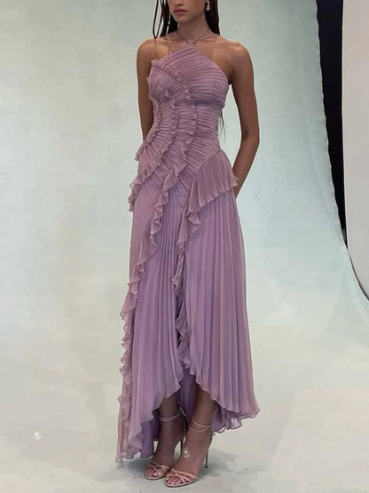 Ruffled Ruched Slimming Midi Dress