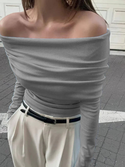 Ribbed One-Shoulder Sweater