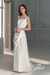 Minimalist High End Elegant Satin Wedding Dress