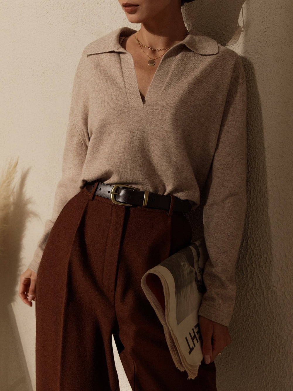 Knitted Polo Neck Sweater