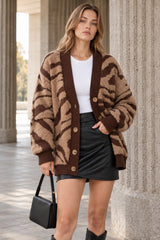Plus Size Leopard Knit Cardigan