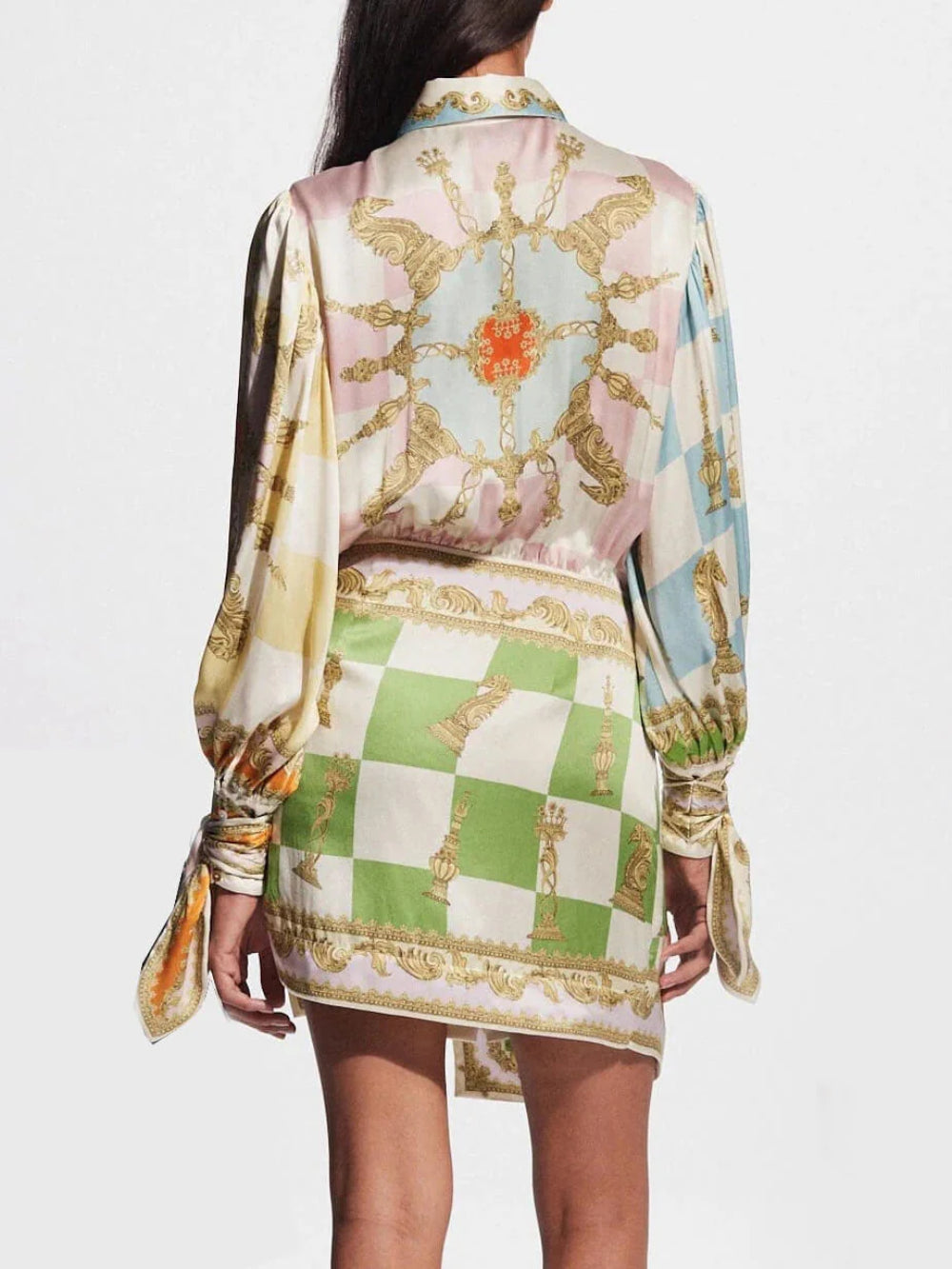 Printed Knotted Irregular Hem Party Dress