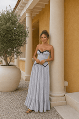 Polka Dot Bow Detail Asymmetrical Maxi Dress