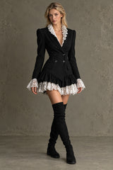 Lace Trim Tailored Blazer Mini Dress