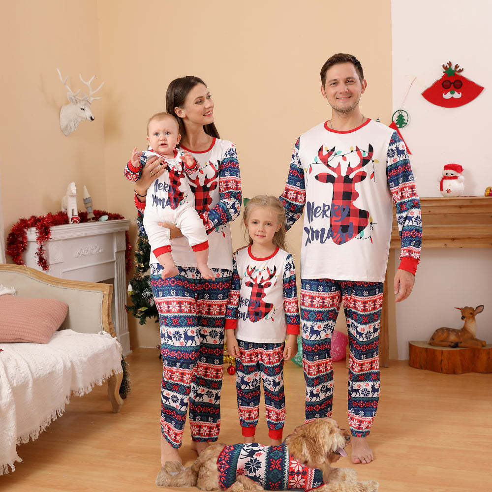 Christmas Deer Family Pajama Set(with Pet Dog Clothes)