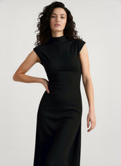 Solid Sleeveless Ruched Waist Elegant Dress