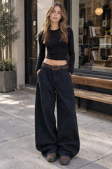 Structured Tailored Wide-Leg Cargo Pants